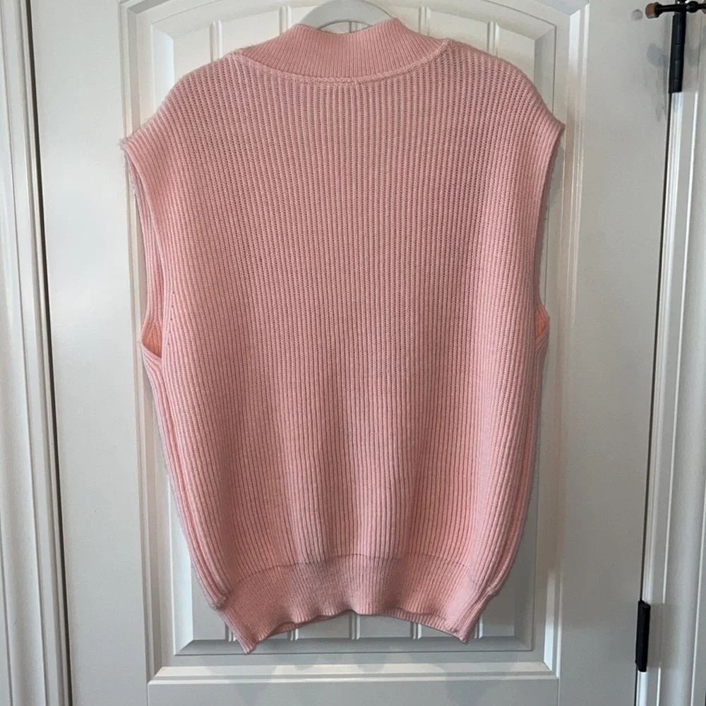 VINTAGE light pink sweater vest topper woolblend boho grandmacore cottagecore 1X - Picture 9 of 15